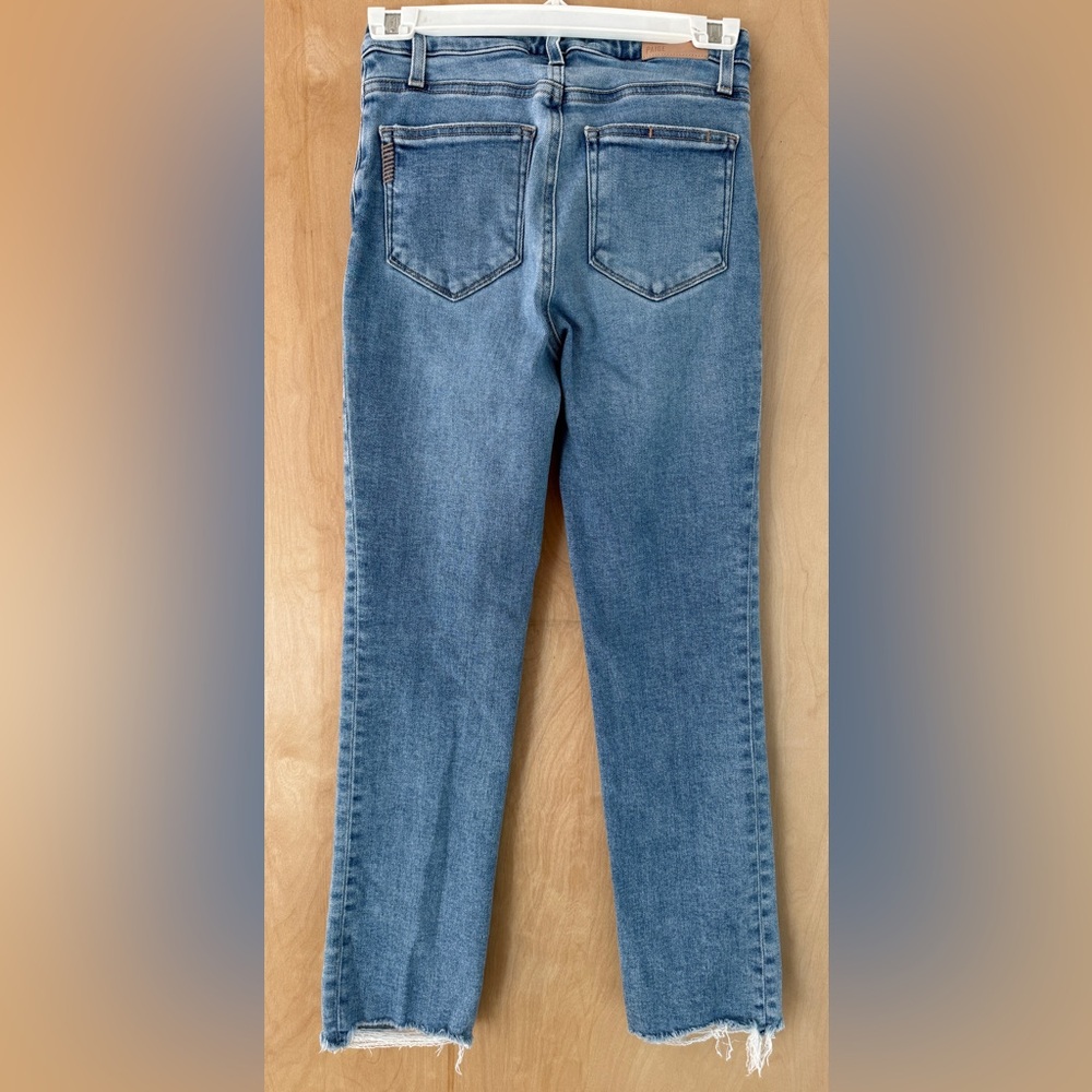 PAIGE Cindy Jeans in Mel Destroyed Fit Blue Straight Leg - Picture 9 of 14